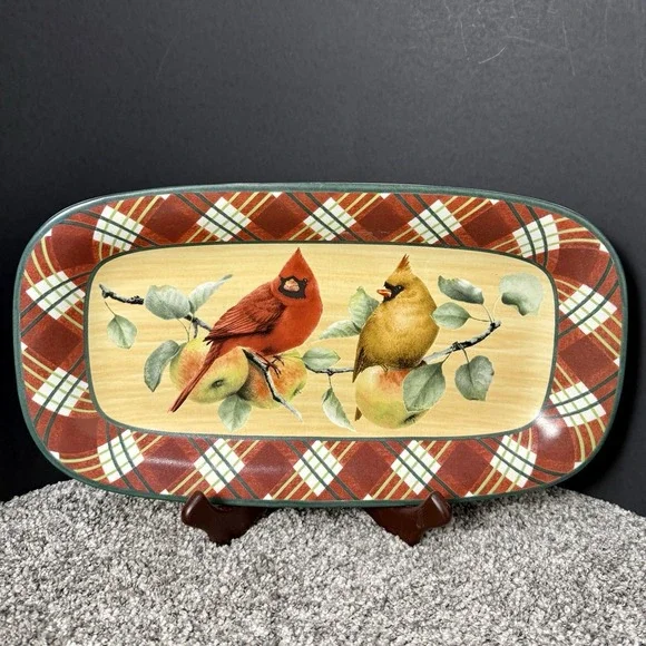 Lenox Christmas Winter Greetings Everyday Tartan Hors D'Oeuvre Tray 14" EUC - Picture 1 of 6
